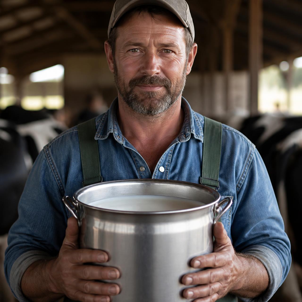 Farmer hands holding fresh milk