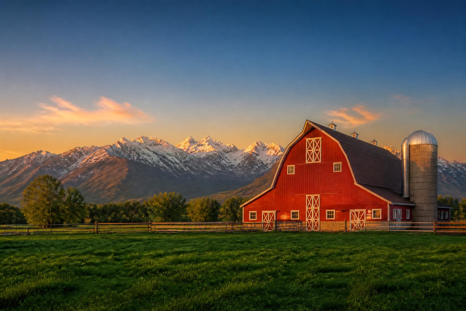 Wasatch family farm at sunrise