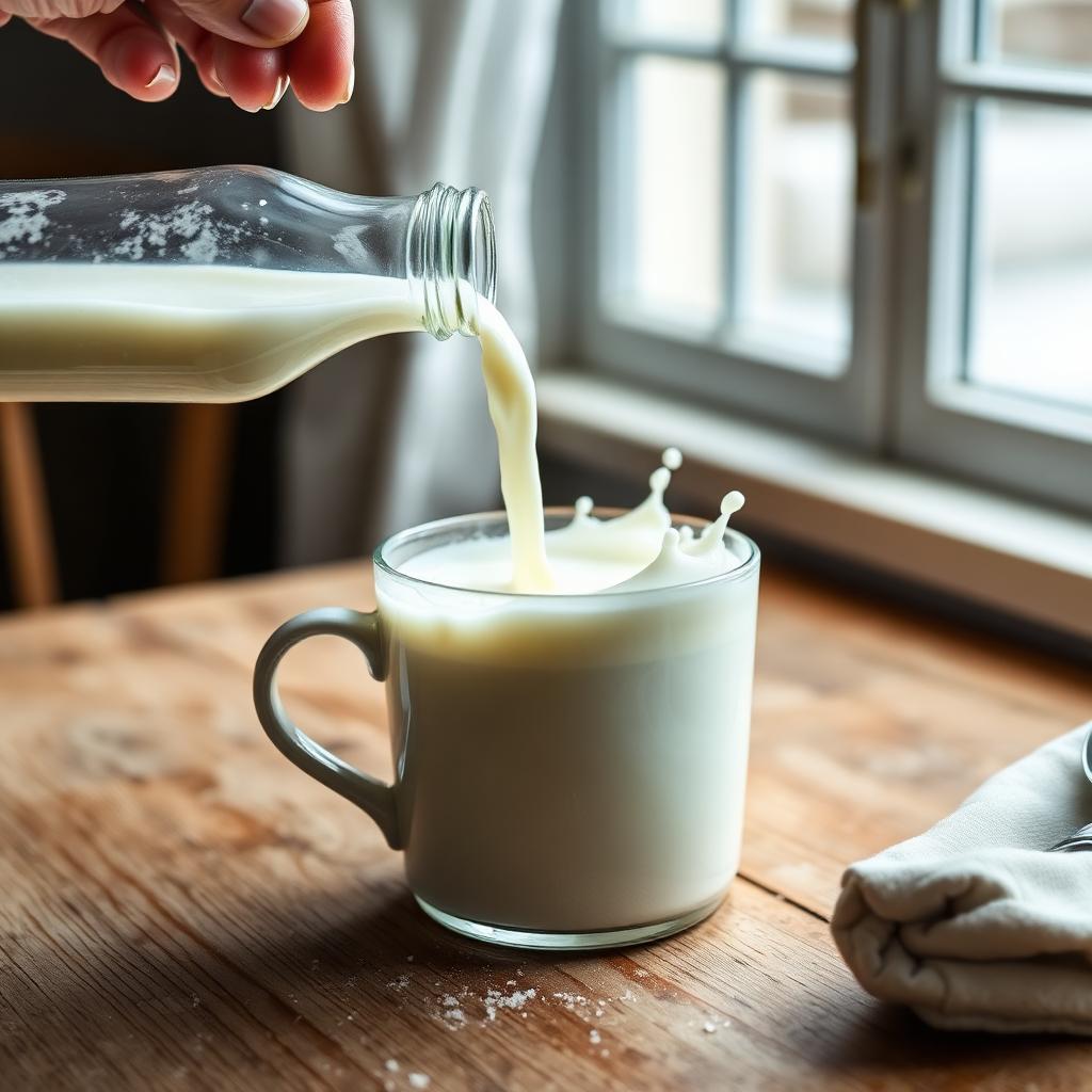 First pour of the morning. Whole milk, straight from Tuesday's run. 🥛